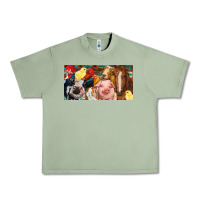 Oil Green Farm animals with aztec Urban Heavy Tee - RanaPortraitStore