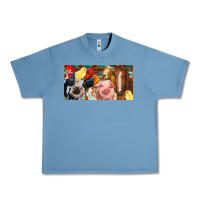 Pebble Blue Farm animals with aztec Urban Heavy Tee - RanaPortraitStore