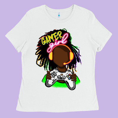 Black Gamer Girl Ladies Tee Designed By Fadigitalartstudio