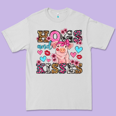 Hogs And Kisses Pig  Olivia Premium Tee Designed By Oliviacreatesart