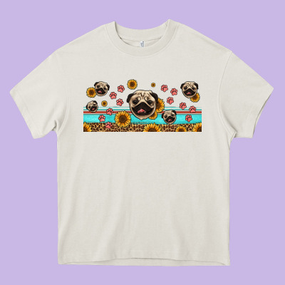 Western Pug Dogs Heavy Core Tee Designed By Jasminsmagicworld