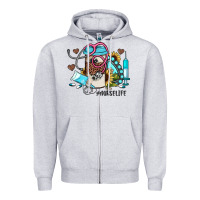 Heather Grey nurse life western sunflower gemstone nurse Zipper Hoodie - JahusDesignShop