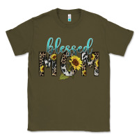 Army Green Blessed mom sunflower mother's day Classic Tee - HowdyJamesFarm