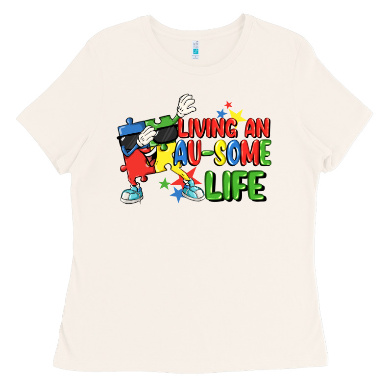 Living An Au-some Life Autism Awareness Day Ladies Tee by FaDigitalArtStudio | Teevron
