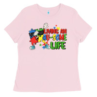 Bubblegum Pink Living an au-some life Autism Awareness Day Ladies Tee - FaDigitalArtStudio