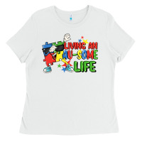 White Living an au-some life Autism Awareness Day Ladies Tee - FaDigitalArtStudio