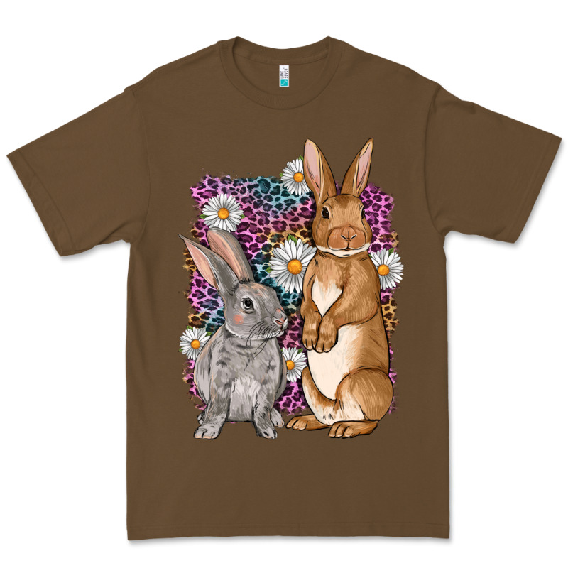 Bunnys Easter With Leopard Background Premium Tee by OliviaCreatesArt | Teevron