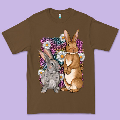 Bunnys Easter With Leopard Background Premium Tee Designed By Oliviacreatesart