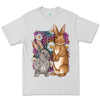Dove Grey Bunnys Easter with leopard background Premium Tee - OliviaCreatesArt