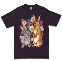 Plum Bunnys Easter with leopard background Premium Tee - OliviaCreatesArt