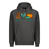 Charcoal Heather peace love pumpkins Premium Hoodie - Jasminsmagicworld