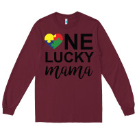 Burgundy one lucky mama Long Sleeve Tee - CowhideDigitalArt