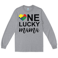 Heather Grey one lucky mama Long Sleeve Tee - CowhideDigitalArt