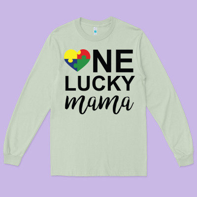 One Lucky Mama Long Sleeve Tee Designed By Cowhidedigitalart