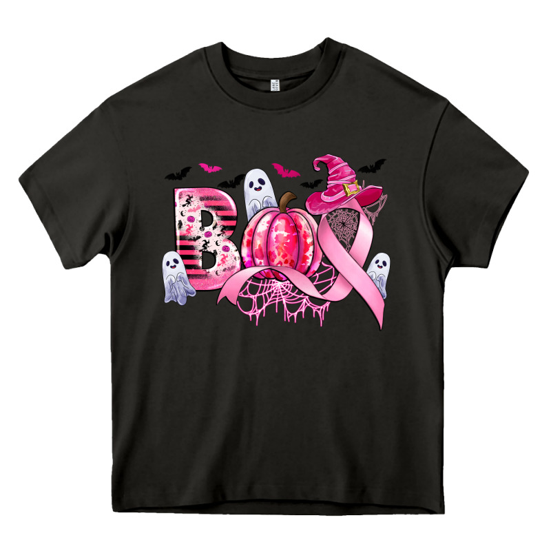 Boo Pink Pumpkin Witch Breast Cancer Heavy Core Tee by CowGirlArtShop | Teevron