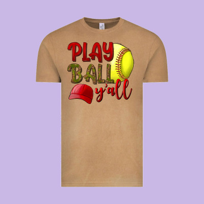 Play Ball Y'all Softball Vintage Tee Designed By Bundleandbundleshop
