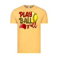 Vintage Mustard Play Ball Y'all Softball Vintage Tee - BundleAndBundleShop