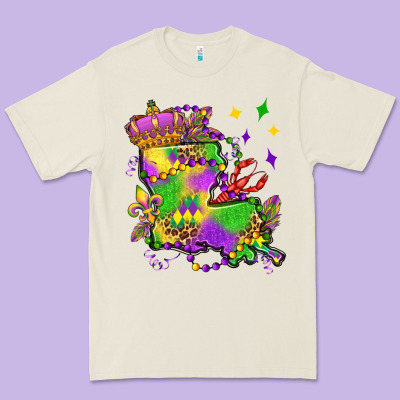 Louisiana Map Mardi Gras Olivia Premium Tee Designed By Oliviacreatesart