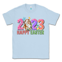 Dusty Blue 2023 Happy Easter Classic Tee - CowGirlArtShop