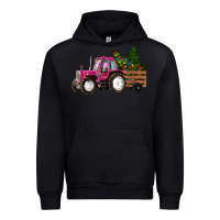 Black Pink Christmas Farm Tractor Urban Hoodie - RanaPortraitStore