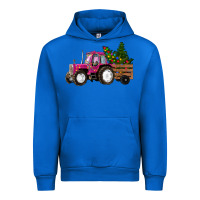 Cobalt Pink Christmas Farm Tractor Urban Hoodie - RanaPortraitStore