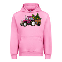 Fuchsia Pink Pink Christmas Farm Tractor Urban Hoodie - RanaPortraitStore