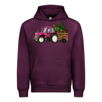 Mauve Wine Pink Christmas Farm Tractor Urban Hoodie - RanaPortraitStore