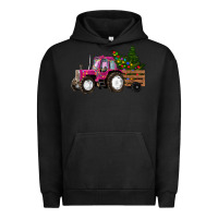 Pigment Black Pink Christmas Farm Tractor Urban Hoodie - RanaPortraitStore