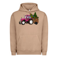 Pigment Burro Pink Christmas Farm Tractor Urban Hoodie - RanaPortraitStore
