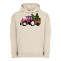 Pigment French Oak Pink Christmas Farm Tractor Urban Hoodie - RanaPortraitStore