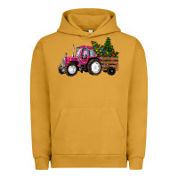 Pigment Peanut Butter Pink Christmas Farm Tractor Urban Hoodie - RanaPortraitStore
