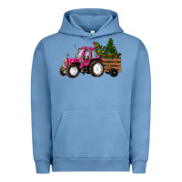 Pigment Pebble Blue Pink Christmas Farm Tractor Urban Hoodie - RanaPortraitStore
