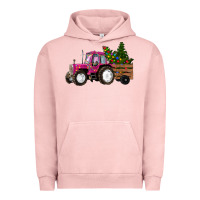 Pigment Salmon Pink Christmas Farm Tractor Urban Hoodie - RanaPortraitStore