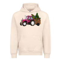 Sandshell Pink Christmas Farm Tractor Urban Hoodie - RanaPortraitStore