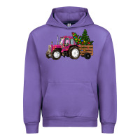 Tulip Pink Christmas Farm Tractor Urban Hoodie - RanaPortraitStore