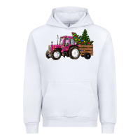 White Pink Christmas Farm Tractor Urban Hoodie - RanaPortraitStore