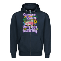 Navy camp camping camper queen classy sassy and a bit smart assycamper camp Zipper Hoodie - linhVisuals
