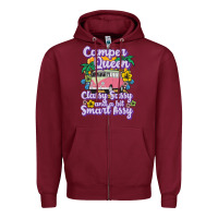 Burgundy camp camping camper queen classy sassy and a bit smart assycamper camp Zipper Hoodie - linhVisuals