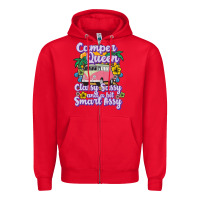 Red camp camping camper queen classy sassy and a bit smart assycamper camp Zipper Hoodie - linhVisuals