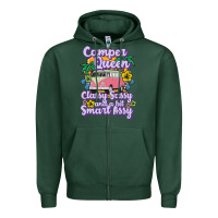 Sports Green camp camping camper queen classy sassy and a bit smart assycamper camp Zipper Hoodie - linhVisuals