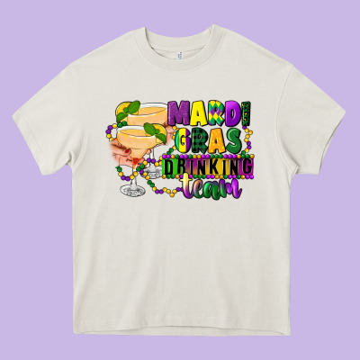 Mardi Gras Drinking Team Margaritas Heavy Core Tee Designed By Cowgirlartshop