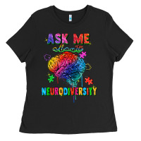 Black Ask me about neurodiversity Ladies Tee - FaDigitalArtStudio