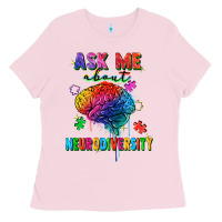 Bubblegum Pink Ask me about neurodiversity Ladies Tee - FaDigitalArtStudio