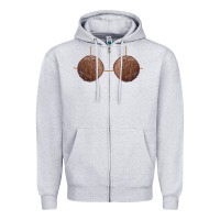 Heather Grey coconut bra easy adult halloween tiki party costume t shirt Zipper Hoodie - linhVisuals