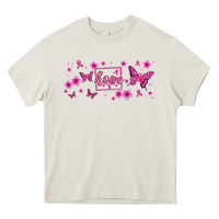 Cream hope breast cancer butterfly Heavy Core Tee - Jasminsmagicworld