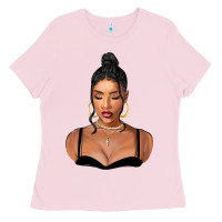 Bubblegum Pink black woman Ladies Tee - FaDigitalArtStudio
