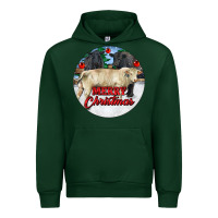 Forest Green Merry Christmas Charolais Bull Urban Hoodie - RanaPortraitStore