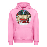 Fuchsia Pink Merry Christmas Charolais Bull Urban Hoodie - RanaPortraitStore