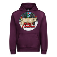 Mauve Wine Merry Christmas Charolais Bull Urban Hoodie - RanaPortraitStore