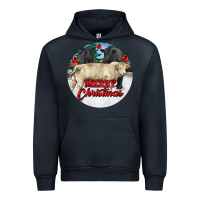 Navy Merry Christmas Charolais Bull Urban Hoodie - RanaPortraitStore